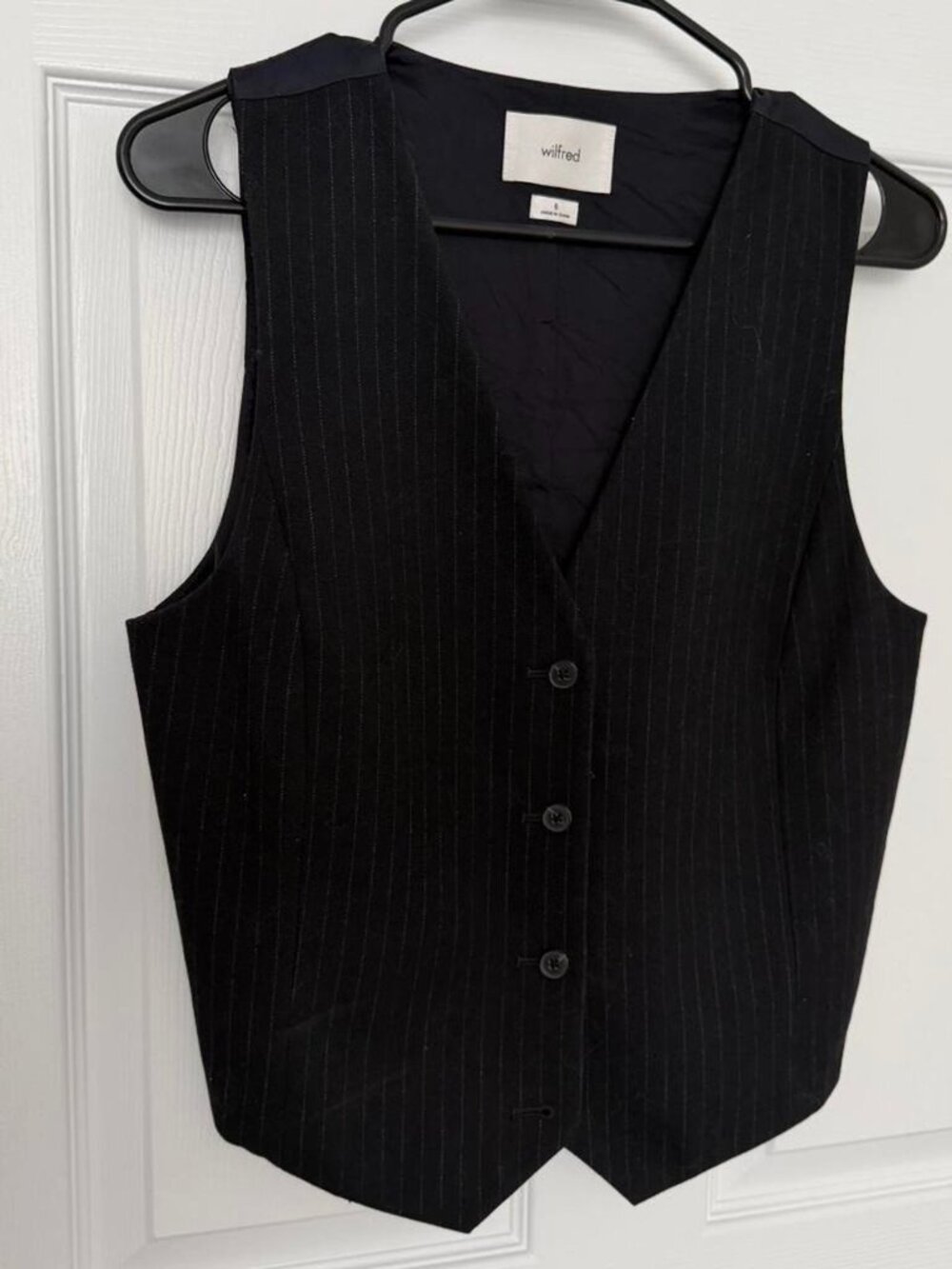 Aritzia Wilfred Black Pinstripe Vest Size 6